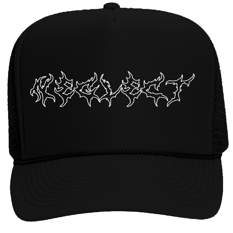 BLACK OUTLINE LOGO TRUCKER HAT